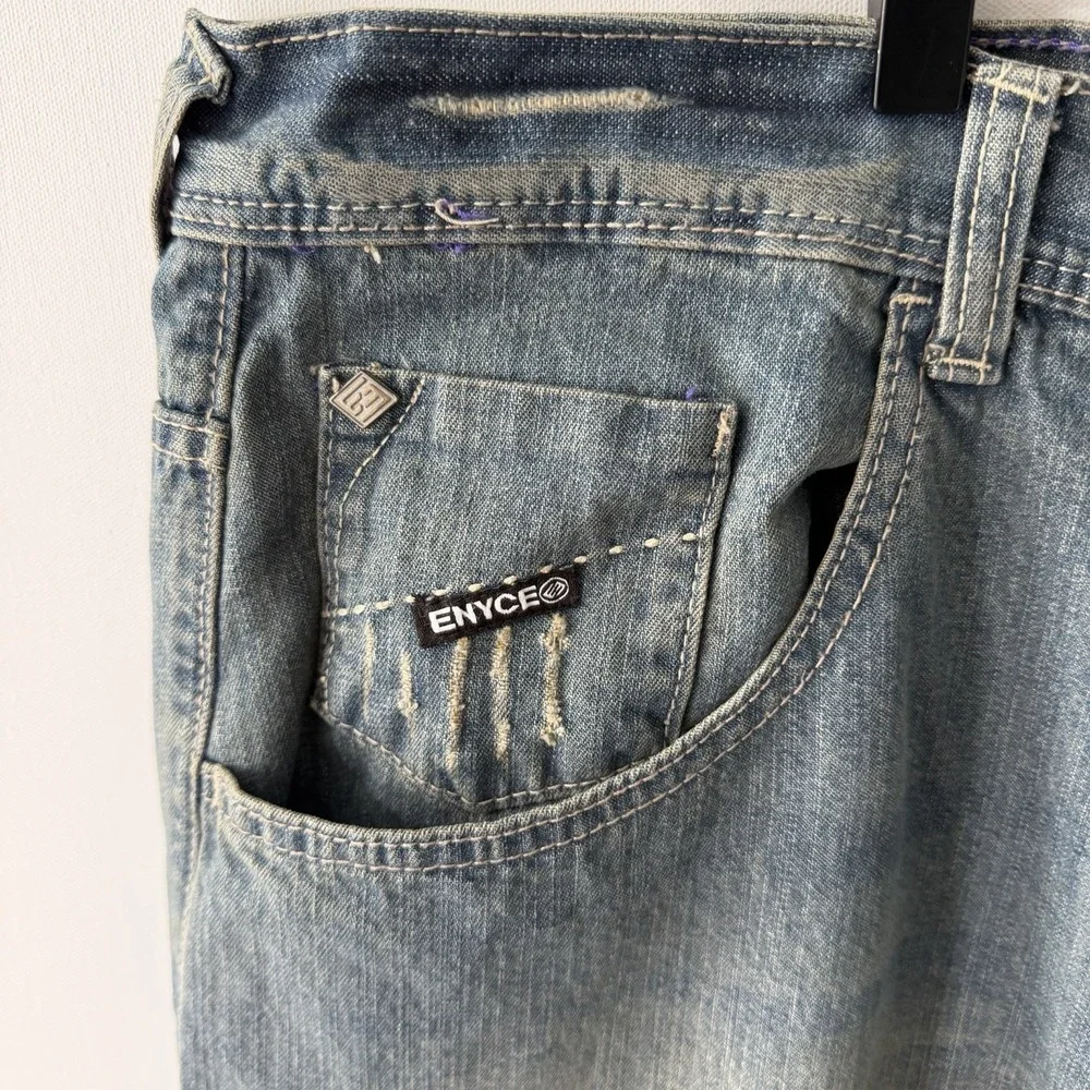 Enyce Jeans Mens 44x34 Vintage Y2K Skater Baggy Wide Embroidered Hip Hop